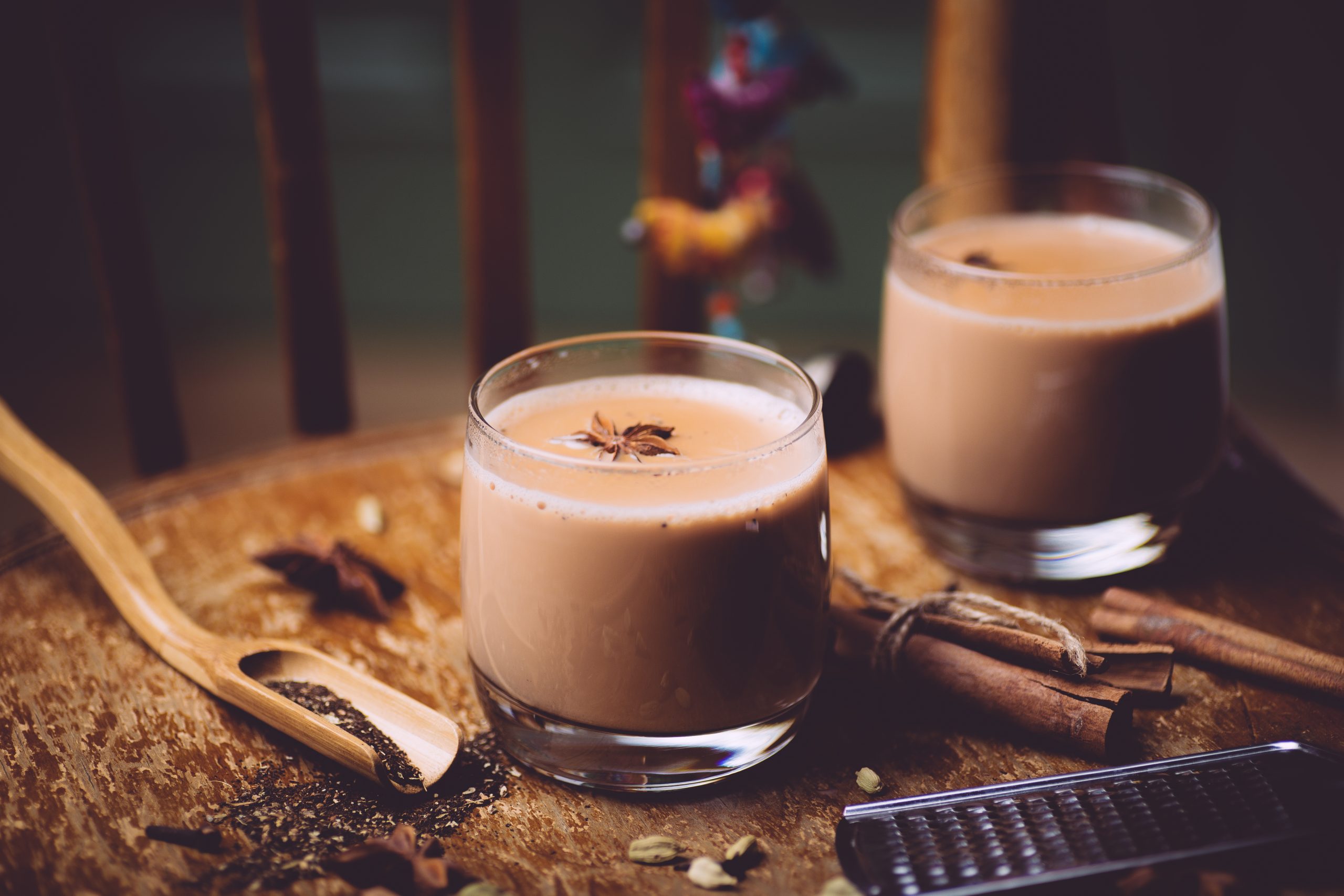 Masala tea (Masala chai). A traditional hot drink in India. Tea with milk and spices.