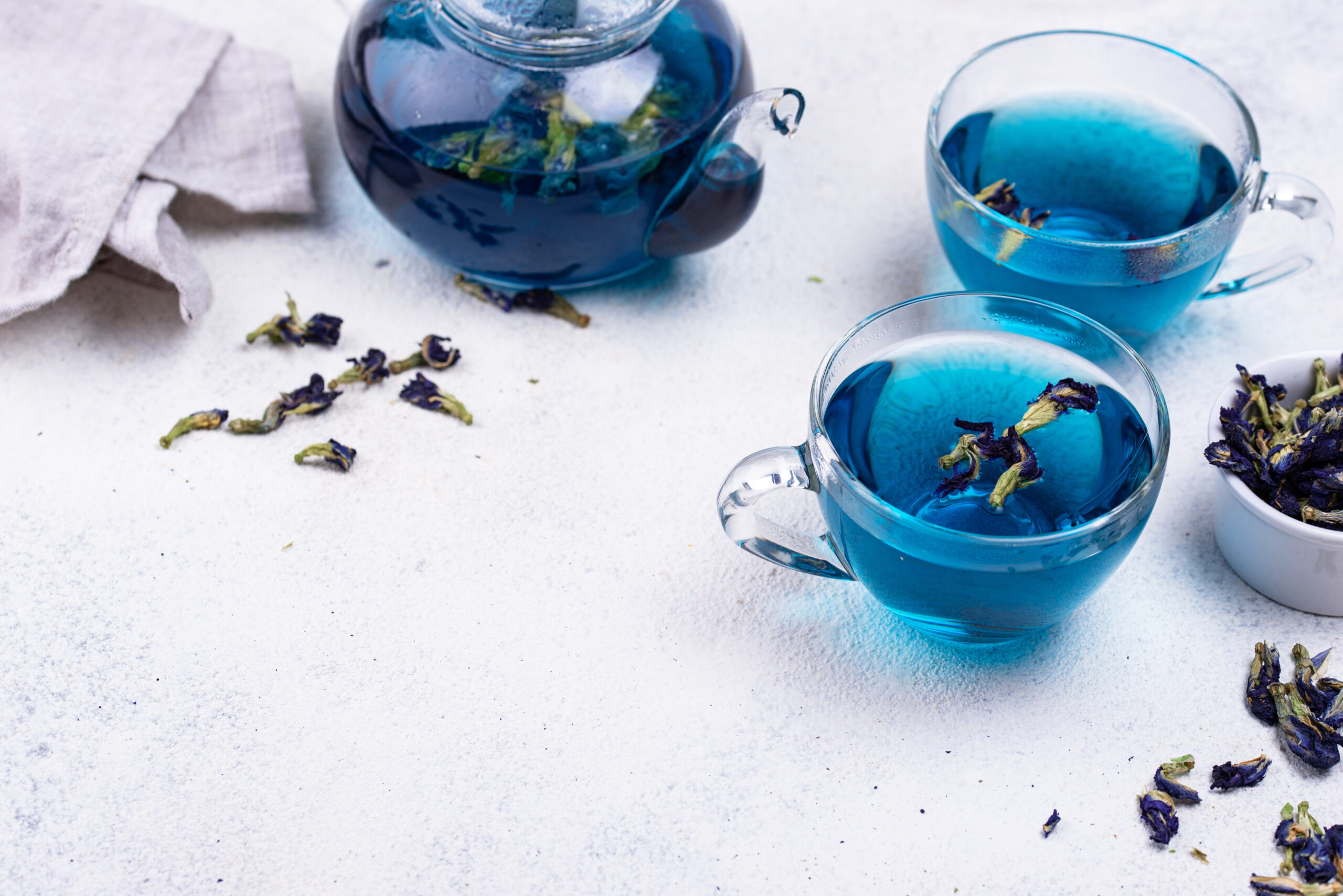 Blue tea with dry flower