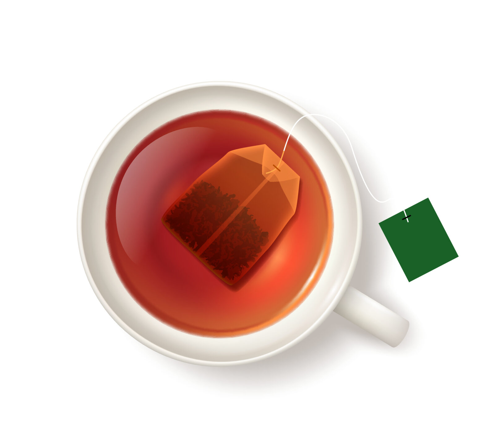 Teacup with orange pekoe tea bags